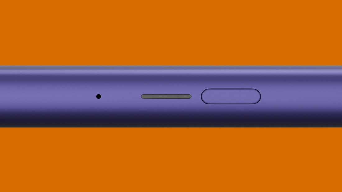 Horizontale Ansicht einer VEEV ONE Vape mit orangefarbenem Hintergrund