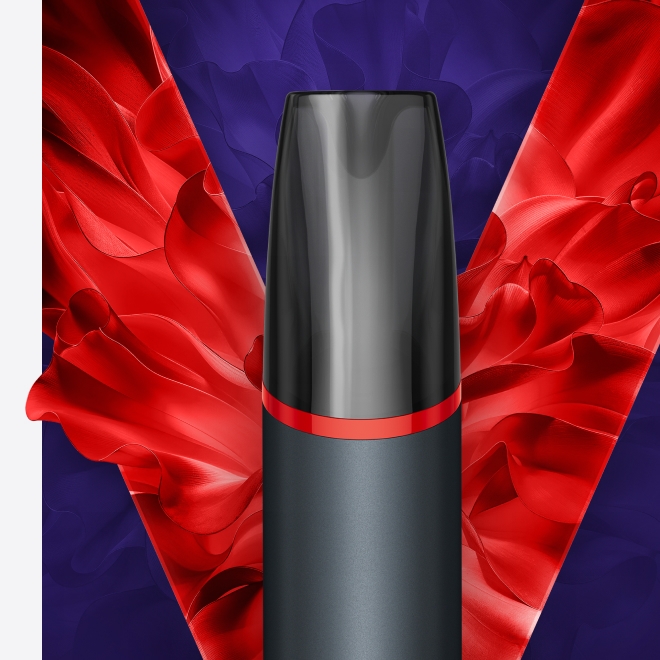 Vape desechable VEEV now ULTRA sabor frutilla, sobre fondo de logo VEEV color rojo.