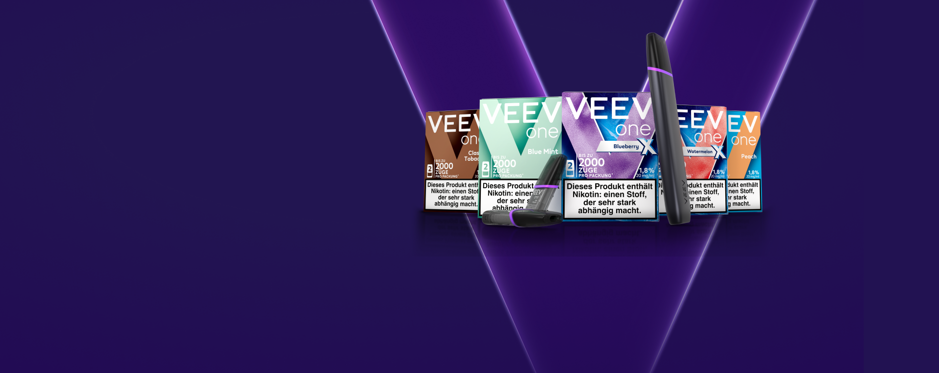 VEEV Pod Packs neben einem VEEV ONE Gerät
