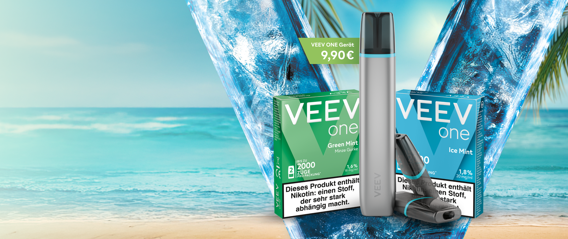 VEEV ONE Gerät für 9,90 € mit zwei Packungen Mango Pods kostenlos für Neukunden