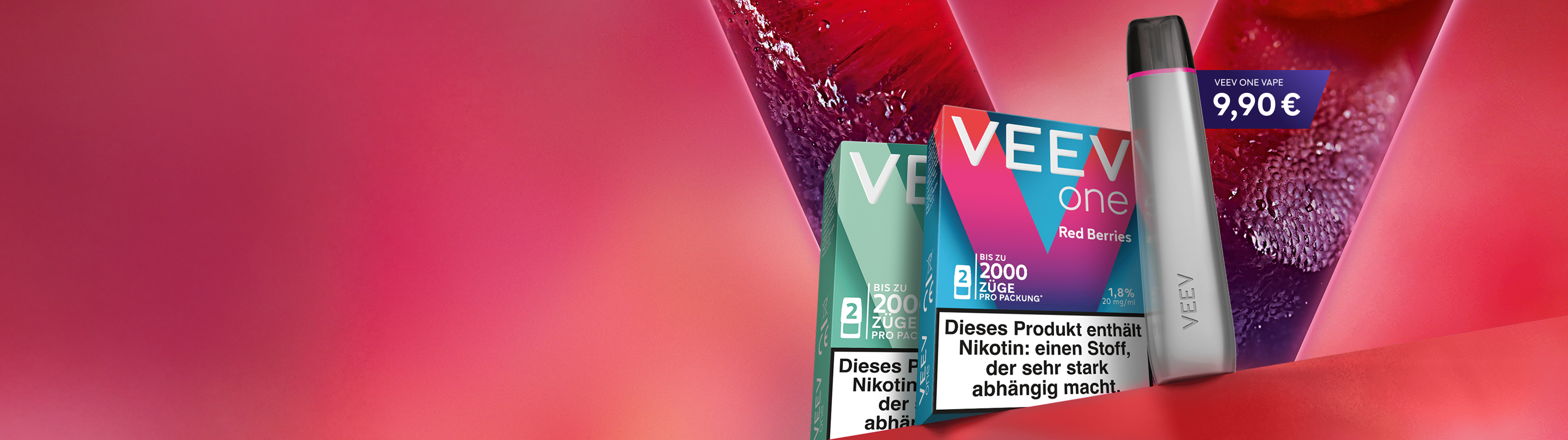 VEEV ONE Gerät mit 2 Packs Pods in den Geschmäckern Red Berries und Blue Mint