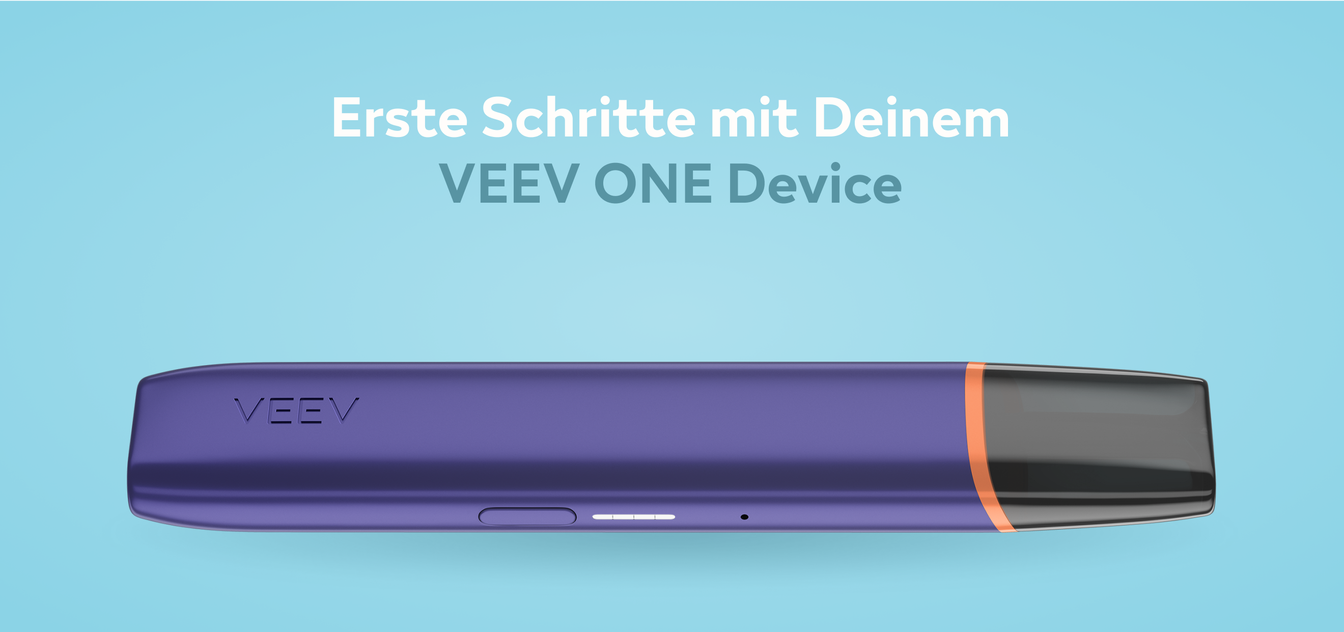 VEEV ONE Device vor einem blauen Hintergrund
