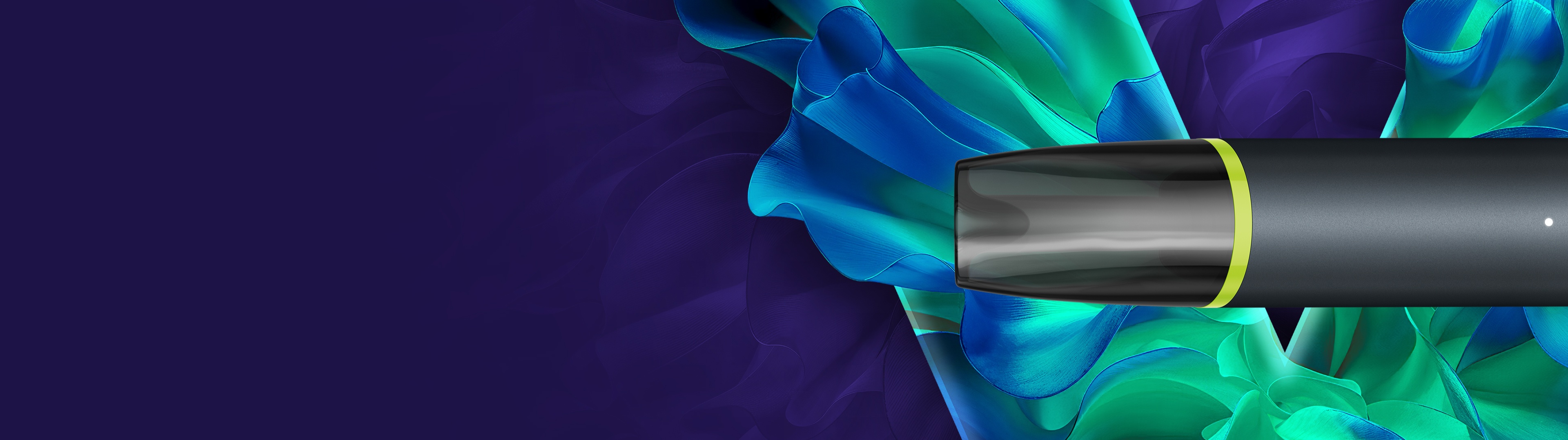 VEEV NOW ULTRA device on a vibrant green V logo background