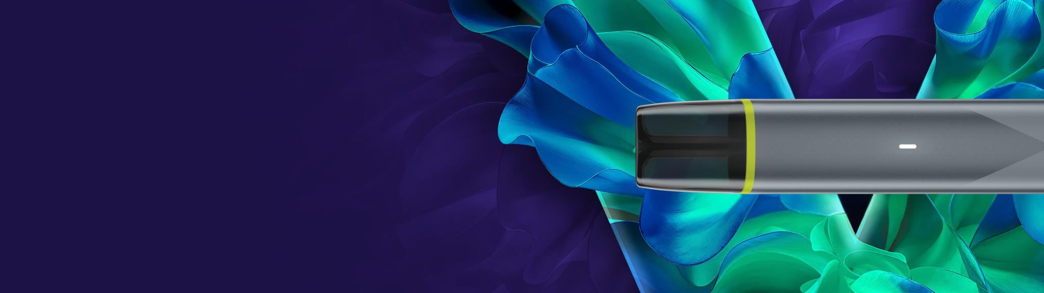 VEEV ONE device on a vibrant green V logo background