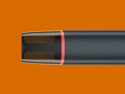 Close up of a VEEV ONE vape device on an orange background