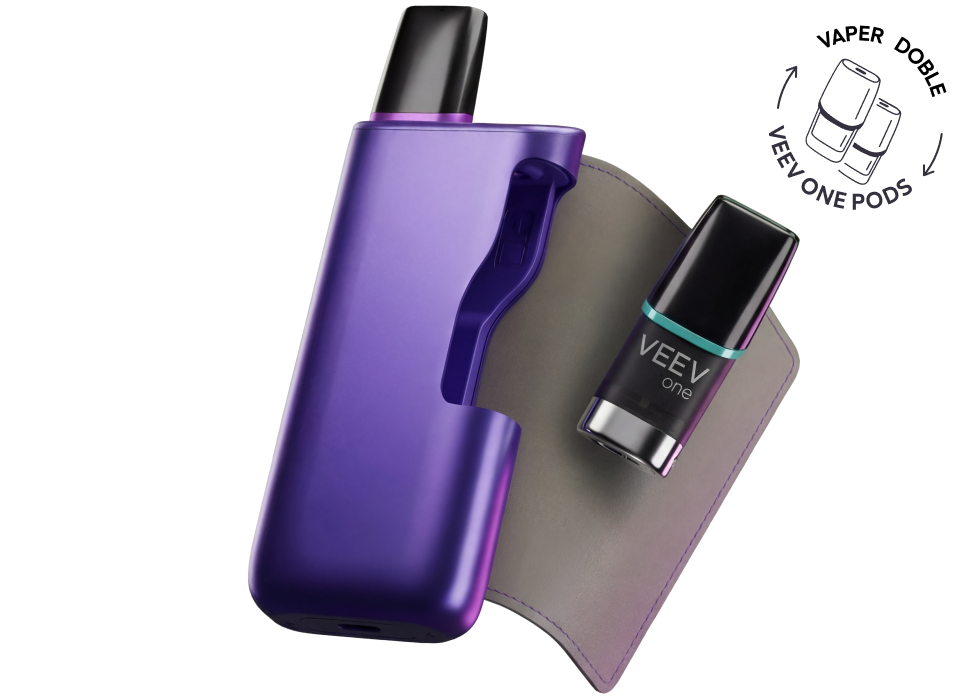 Dispositivo VEEV ONE PLUS abierto y mostrando su sistema de vaper doble.