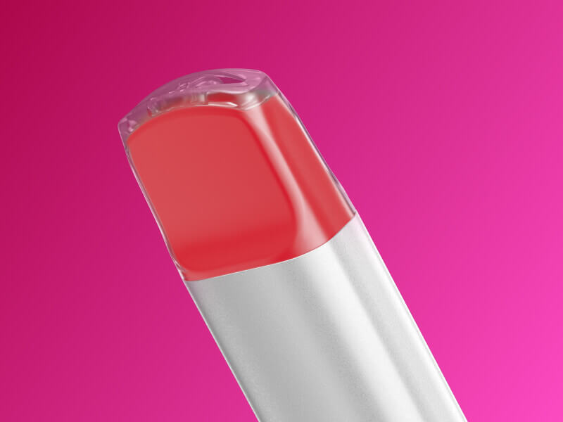 Close up of the VEEV NOW watermelon vape mouthpiece with patterned pink background