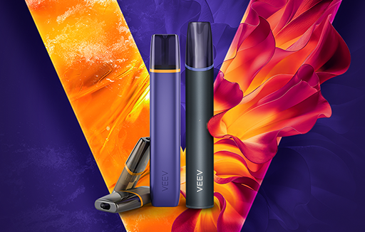 VEEV ONE i VEEV NOW ULTRA vape uređaji s VEEV ONE podovima i V logotipom u pozadini.