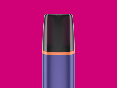 Close up of VEEV ONE vape mouthpiece on a pink background