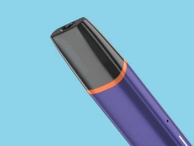 Close up of VEEV ONE vape mouthpiece on a blue background