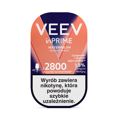 Front opakowania pojemnika z płynem VEEV inPRIME Watermelon