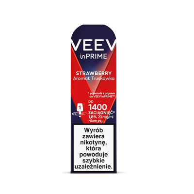 Front opakowania z 1 podem VEEV inPRIME Strawberry​