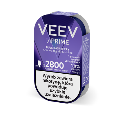 Boczna strona opakowania pojemnika z płynem VEEV inPRIME Blue Raspberry 1