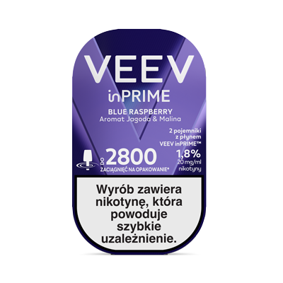 Front opakowania pojemnika z płynem VEEV inPRIME Blue Raspberry