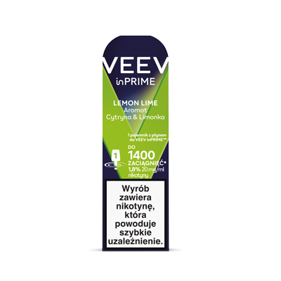 Front opakowania z 1 podem VEEV inPRIME Lemon Lime​