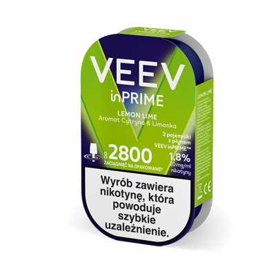 Boczna strona opakowania pojemnika z płynem VEEV inPRIME Lemon Lime 1