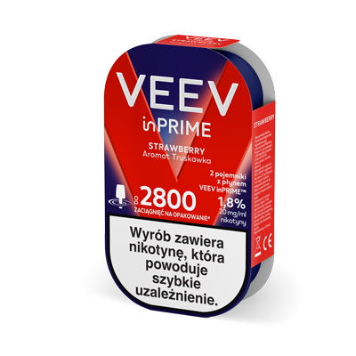 Boczna strona opakowania pojemnika z płynem VEEV inPRIME Strawberry 1