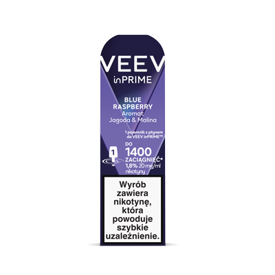 Front opakowania z 1  podem VEEV inPRIME Blue Raspberry​