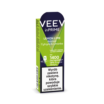Prawy bok opakowania z 1 podem VEEV inPRIME Lemon Lime​​ 2