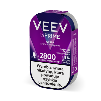 Boczna strona opakowania pojemnika z płynem VEEV inPRIME Grape 1