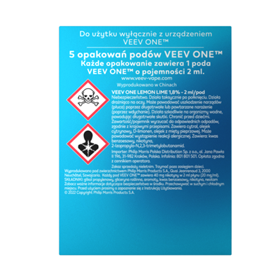 VEEV ONE Lemon Lime pod ingredients 3