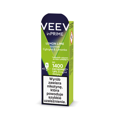 Lewy bok opakowania z 1 podem  VEEV inPRIME Lemon Lime​ 1