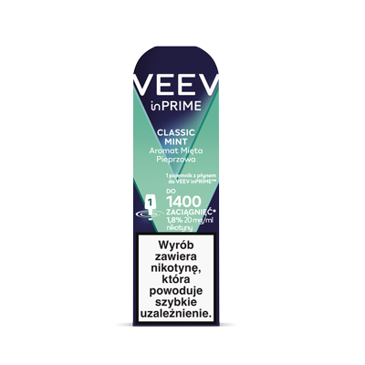 Front opakowania z 1 podem VEEV inPRIME Classic Mint​
