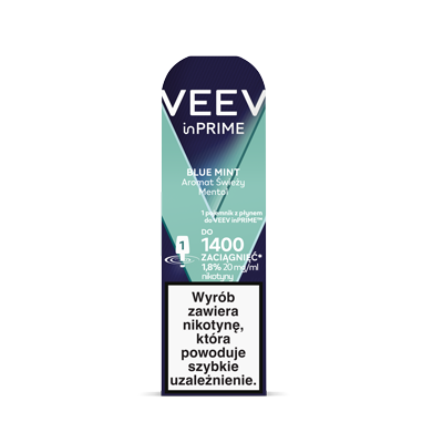 Front opakowania single poda VEEV inPRIME Blue Mint​​
