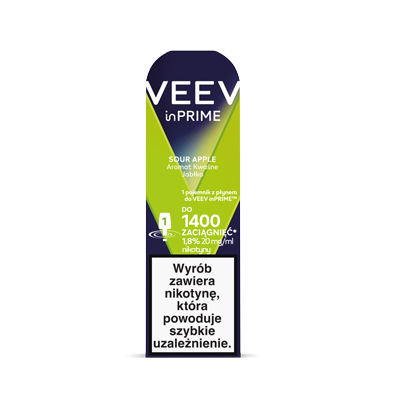 Front opakowania single poda VEEV inPrime Sour Apple​