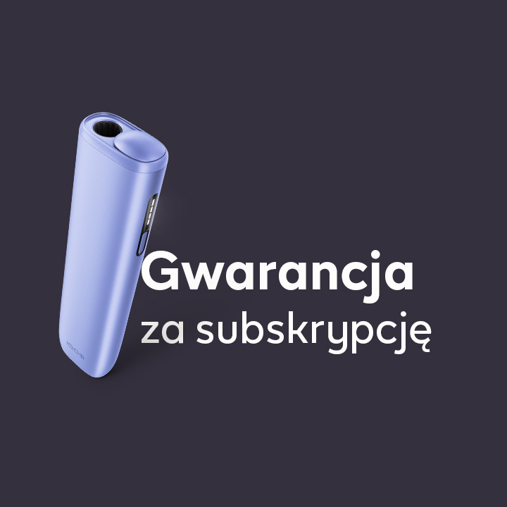 Urządzenie IQOS ILUMA i obok napisu Gwarancja za subskrypcję
