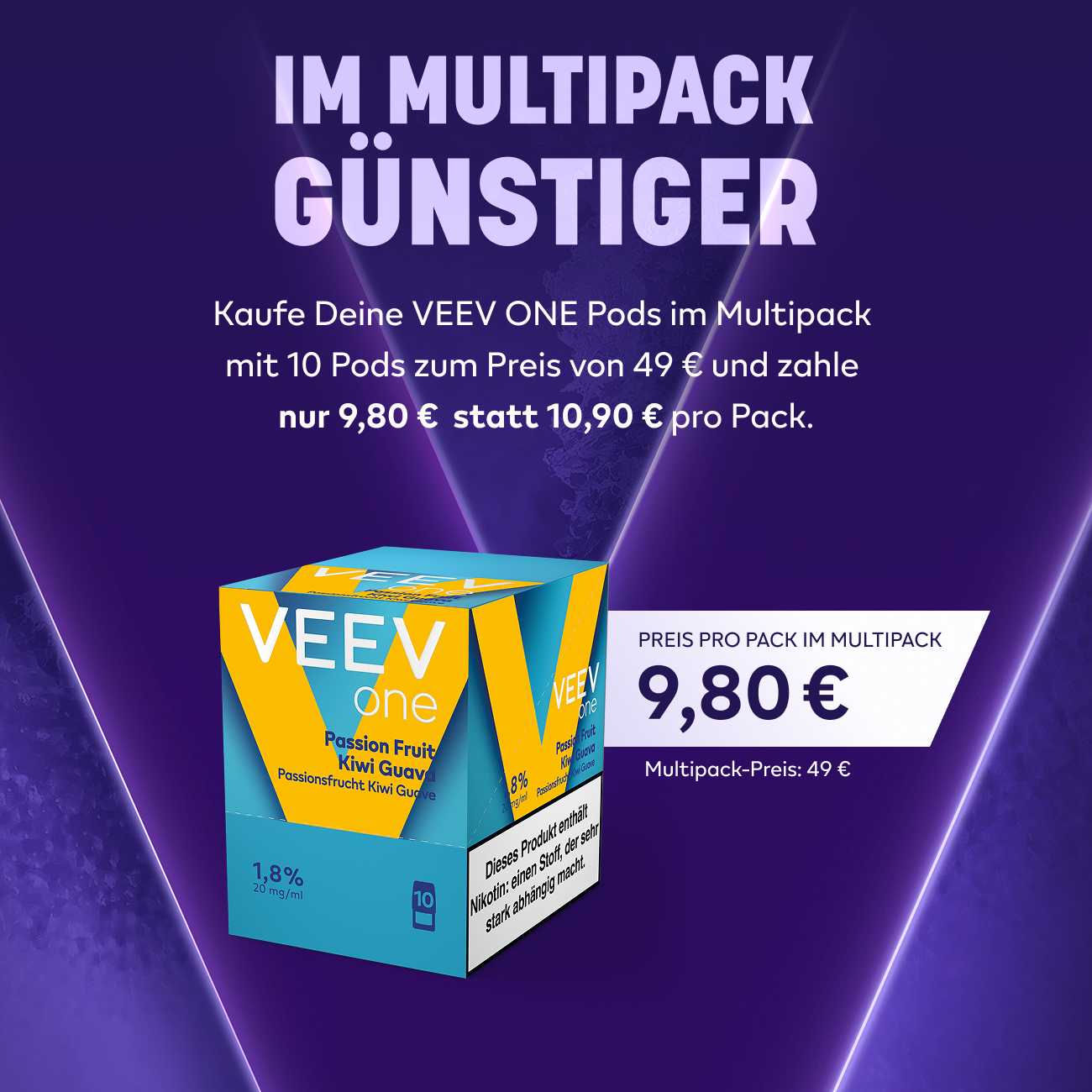 passion kiwi goyave veev one Info about VEEV ONE pod Passion fruit Kiwi & Guava main image 0