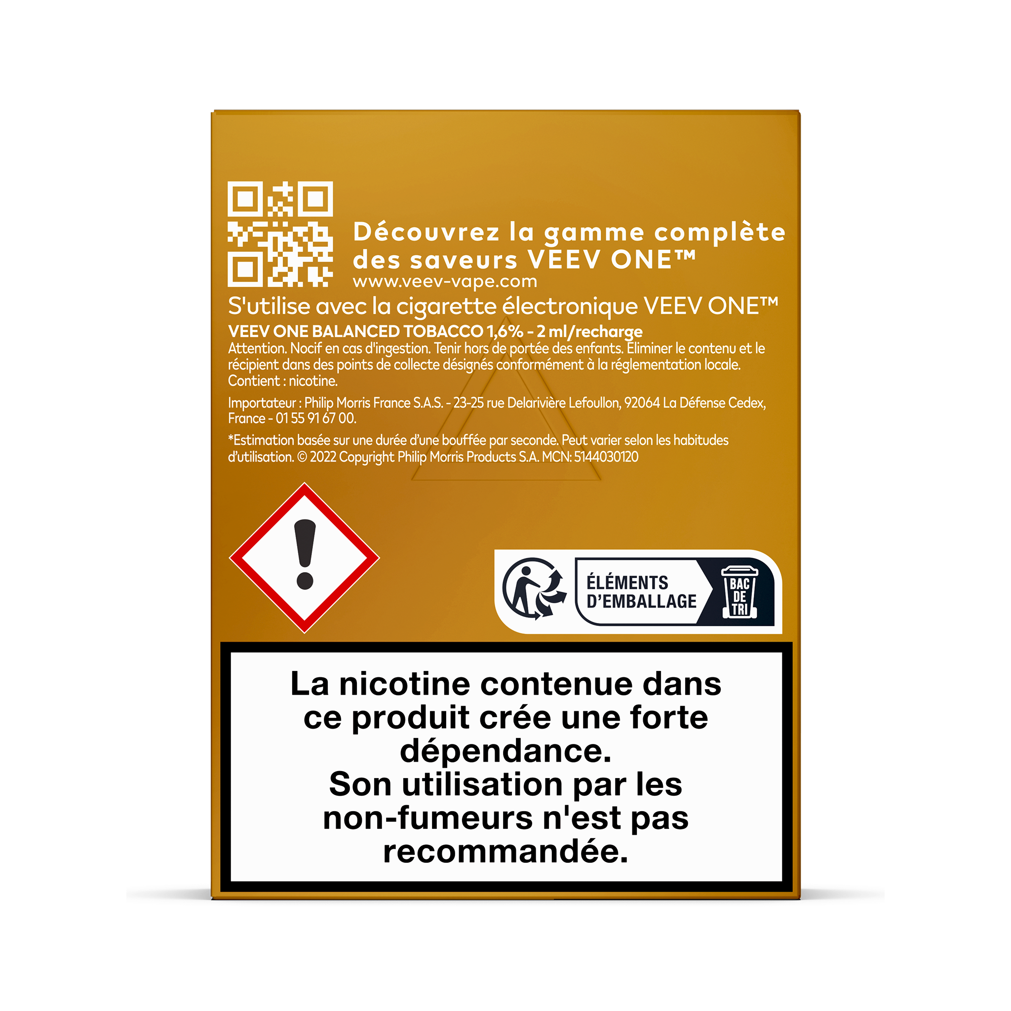 Pods VEEV ONE Tabac Crème 18mg/ml (Balanced Tobacco)