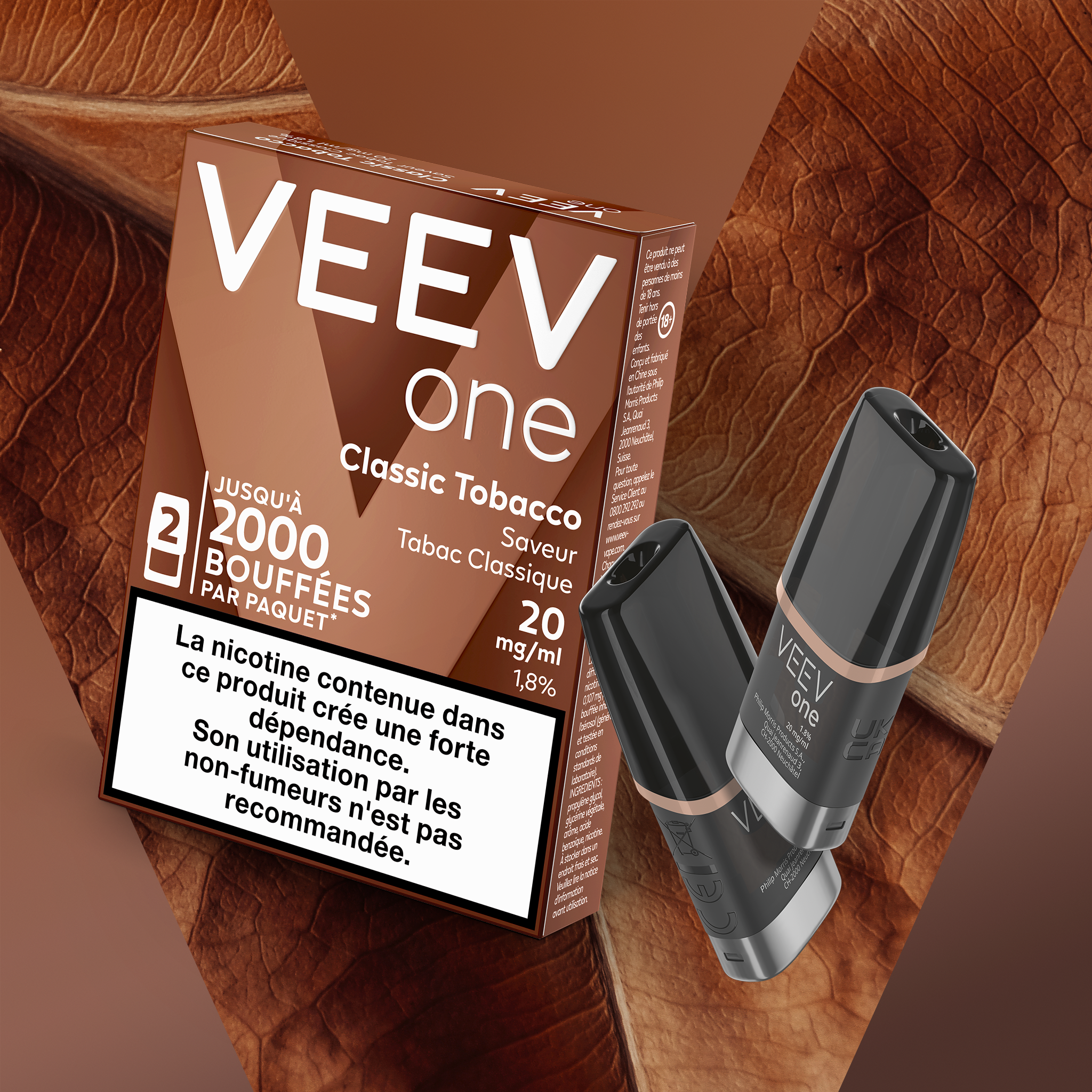 Pods VEEV ONE Tabac Classique 20mg/ml (Classic Tobacco)