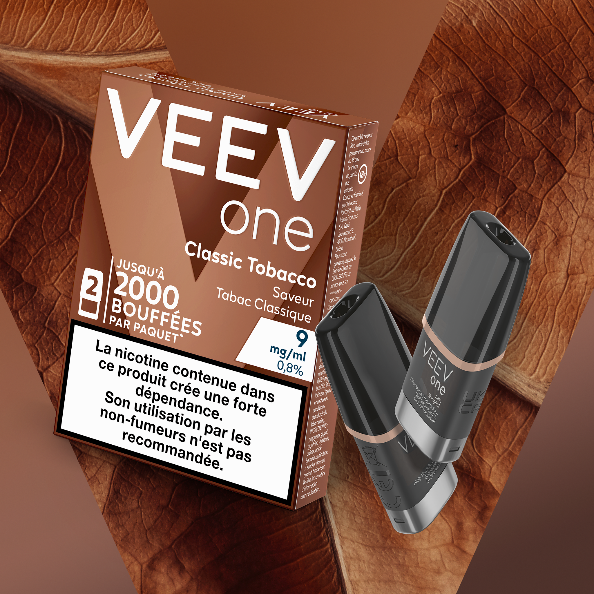 Pods VEEV ONE Tabac Classique 20mg/ml (Classic Tobacco)