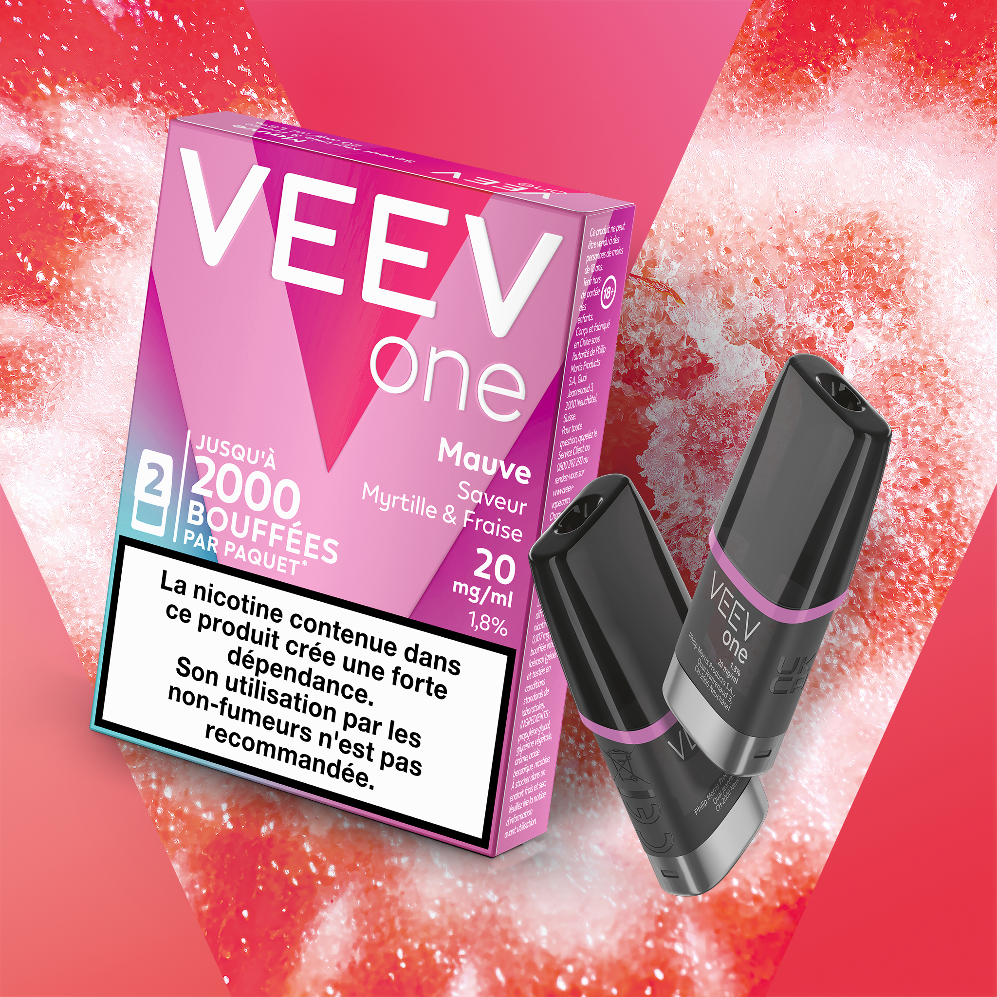 Pods VEEV ONE Myrtille & Fraise 20mg/ml (VEEV Mauve)