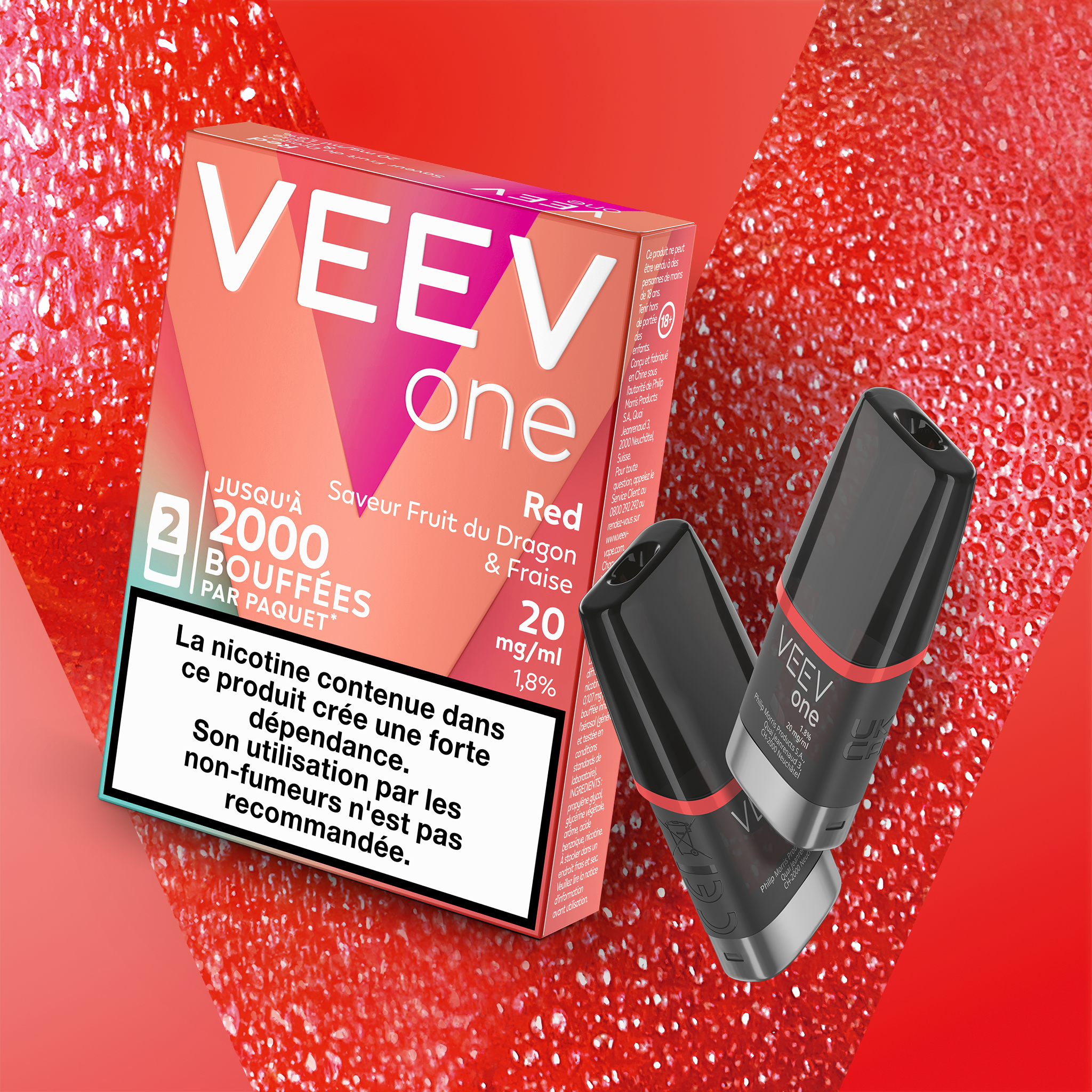 Pods VEEV ONE Fruit du Dragon & Fraise 20mg/ml (VEEV Red)