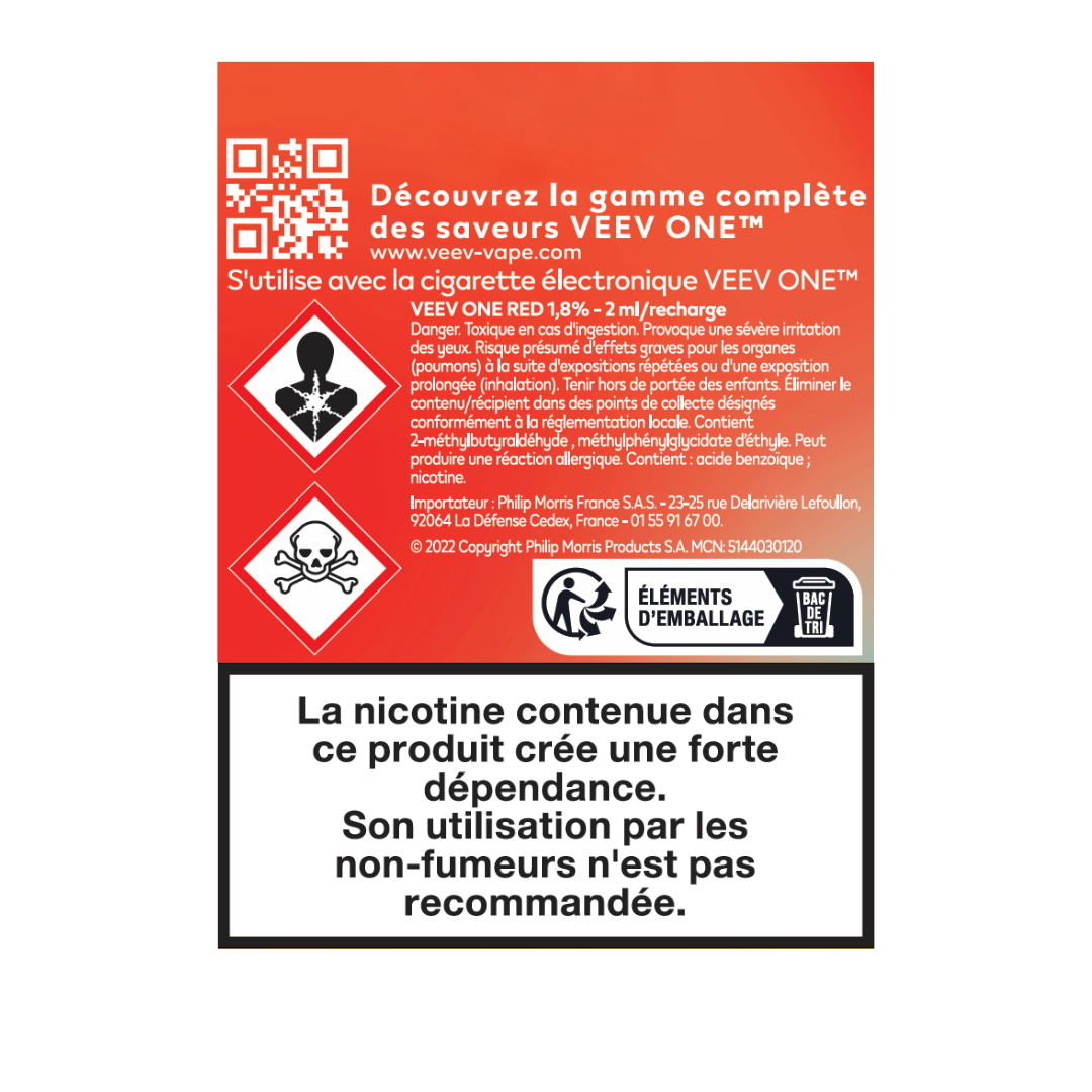 Pods VEEV ONE Fruit du Dragon & Fraise 9mg ou 20mg (VEEV Red)