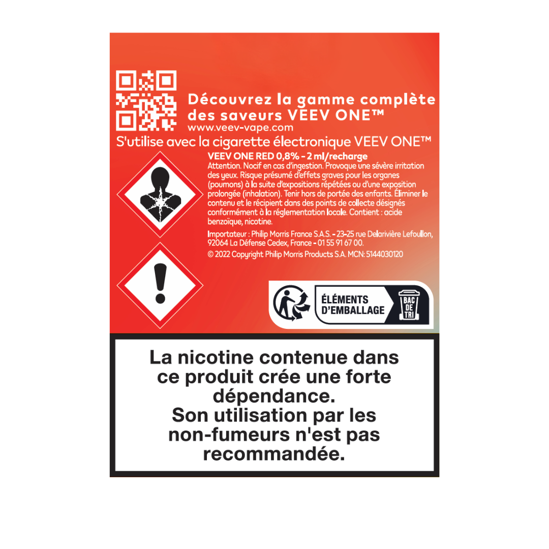 Pods VEEV ONE Fruit du Dragon & Fraise 9mg ou 20mg (VEEV Red)