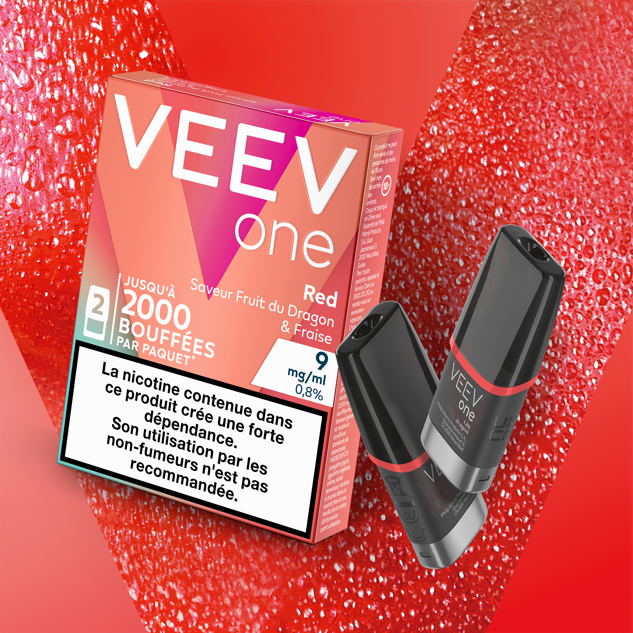 Pods VEEV ONE Fruit du Dragon & Fraise 20mg/ml (VEEV Red)