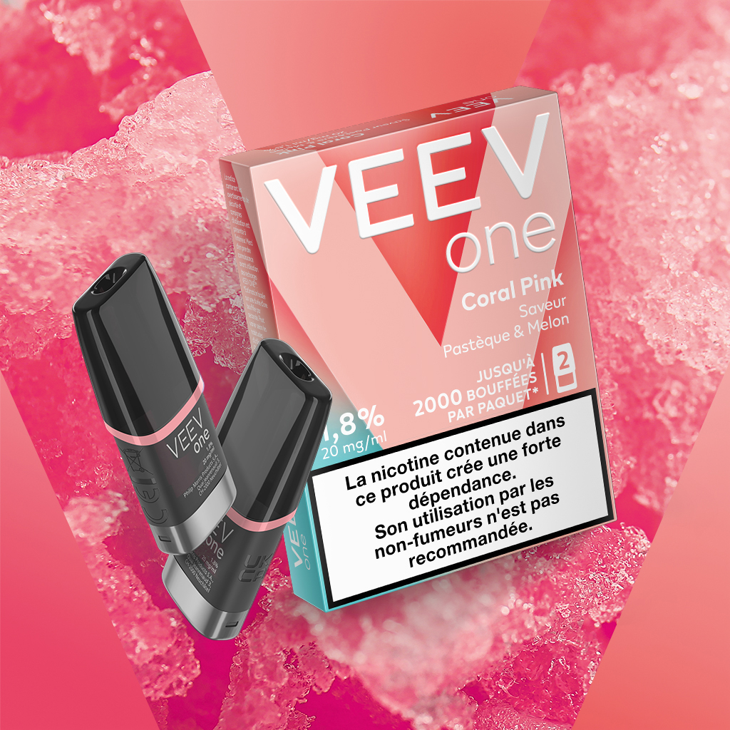 Pods E-liquide VEEV ONE Coral Pink saveur Pastèque & Melon 9mg ou 20mg