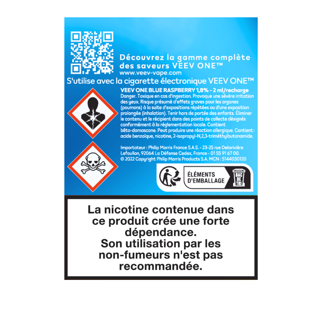 Pods VEEV ONE Framboise Bleue 9mg ou 20mg (Blue Raspberry)