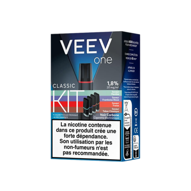 Kit VEEV ONE 1 e-cig + 4 pods E-liquide 20mg | VEEV France Kit VEEV ONE 1 e-cig + 4 pods E-liquide 20mg | VEEV France