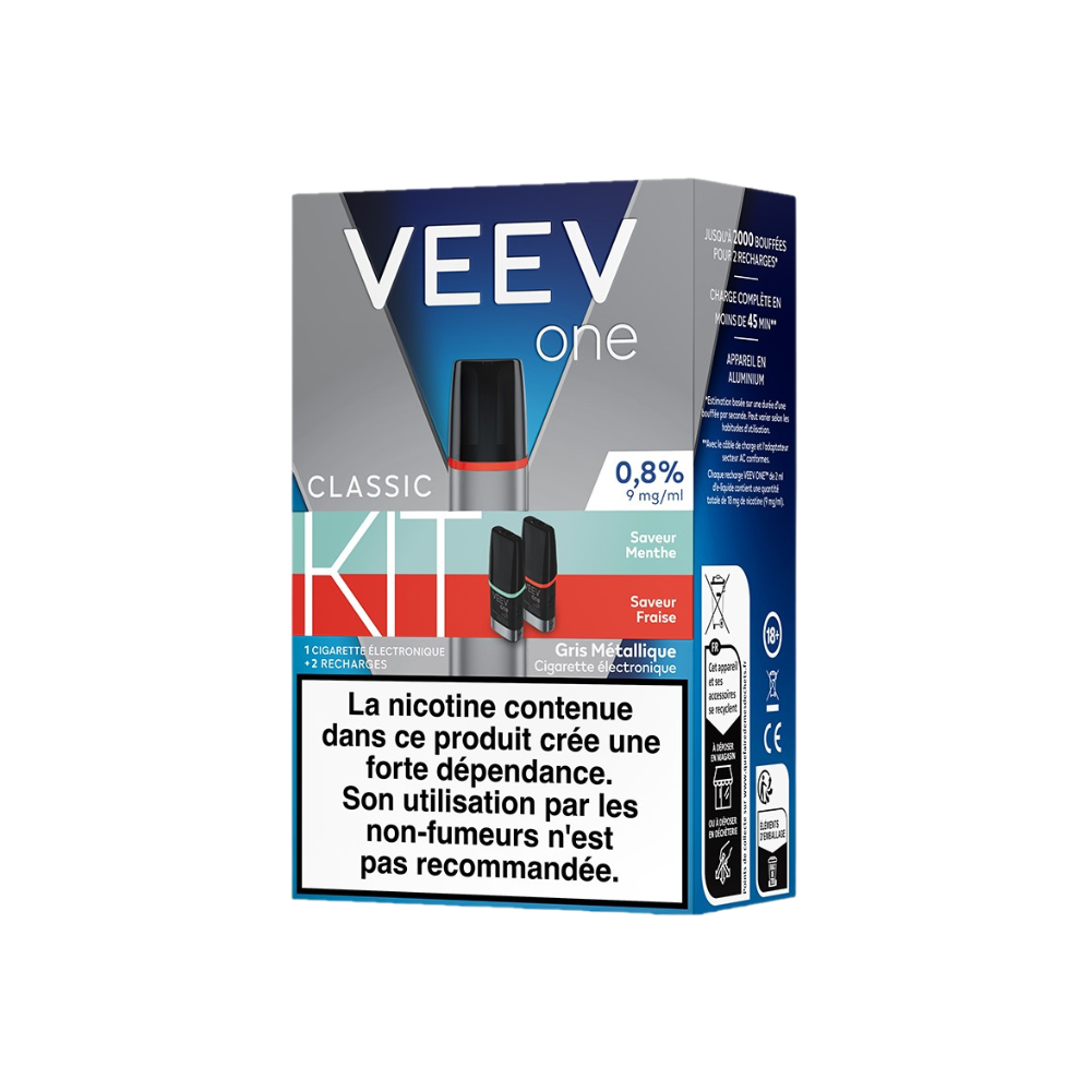 Kit VEEV ONE 2 pods Saveurs Menthe & Fraise 9mg