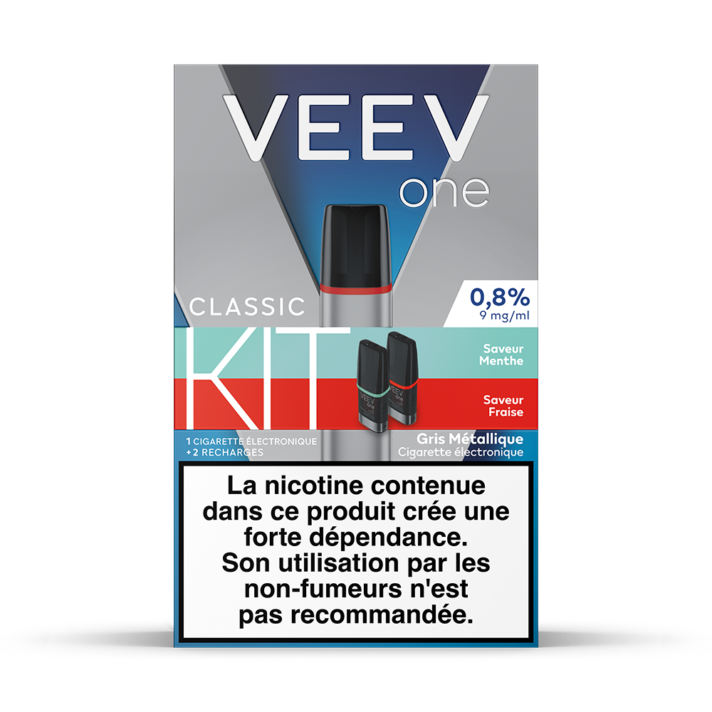Kit VEEV ONE 2 pods Saveurs Menthe & Fraise 9mg