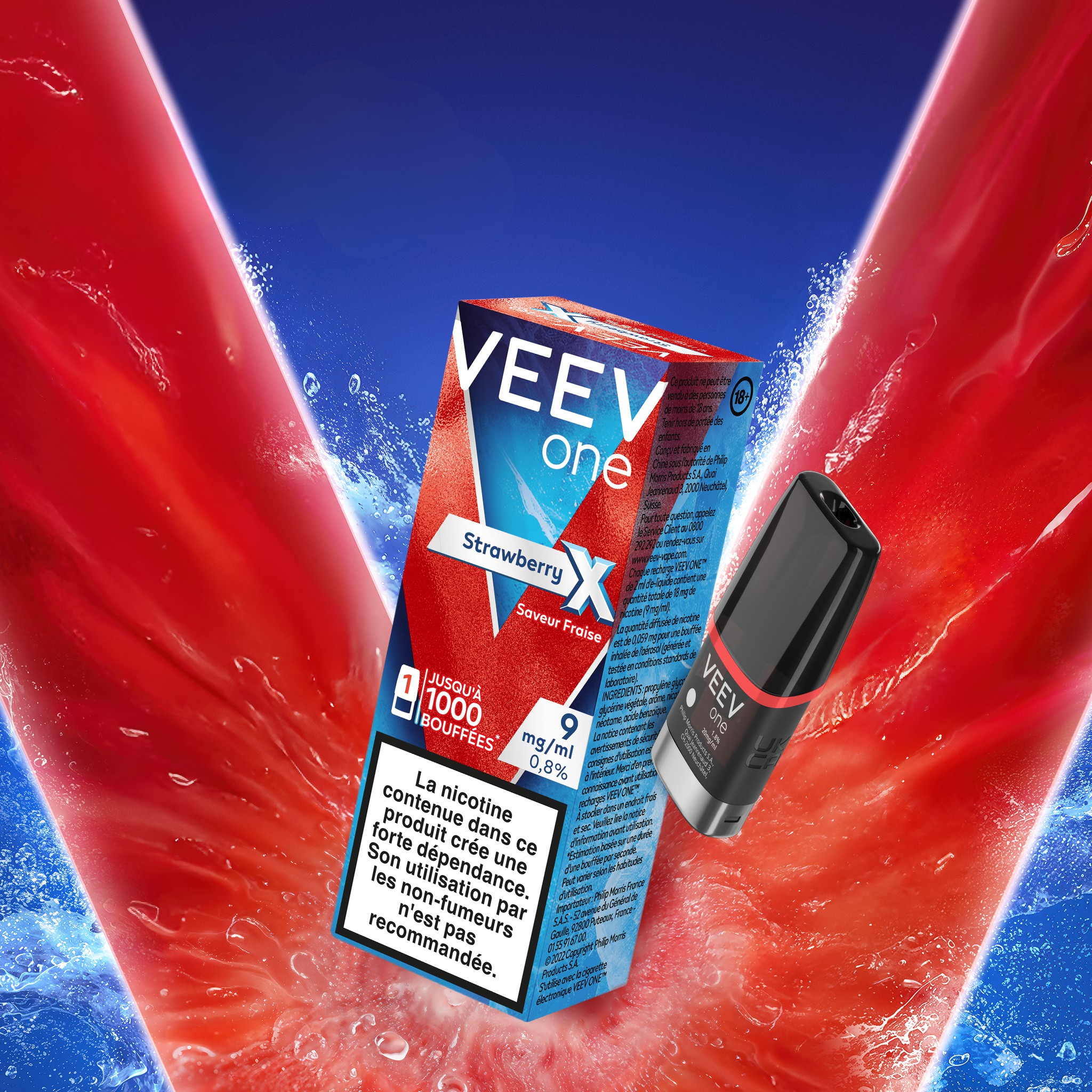 Pod VEEV ONE Fraise X 9mg/ml (Strawberry X)
