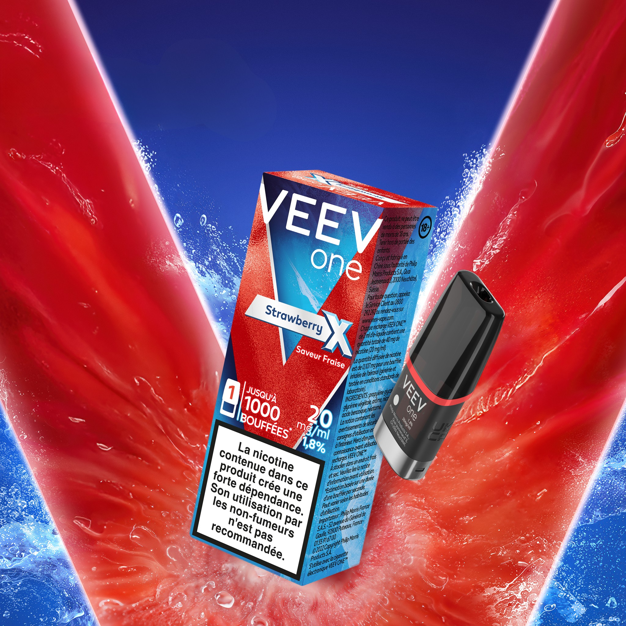 Pod VEEV ONE Fraise X 9mg/ml (Strawberry X)